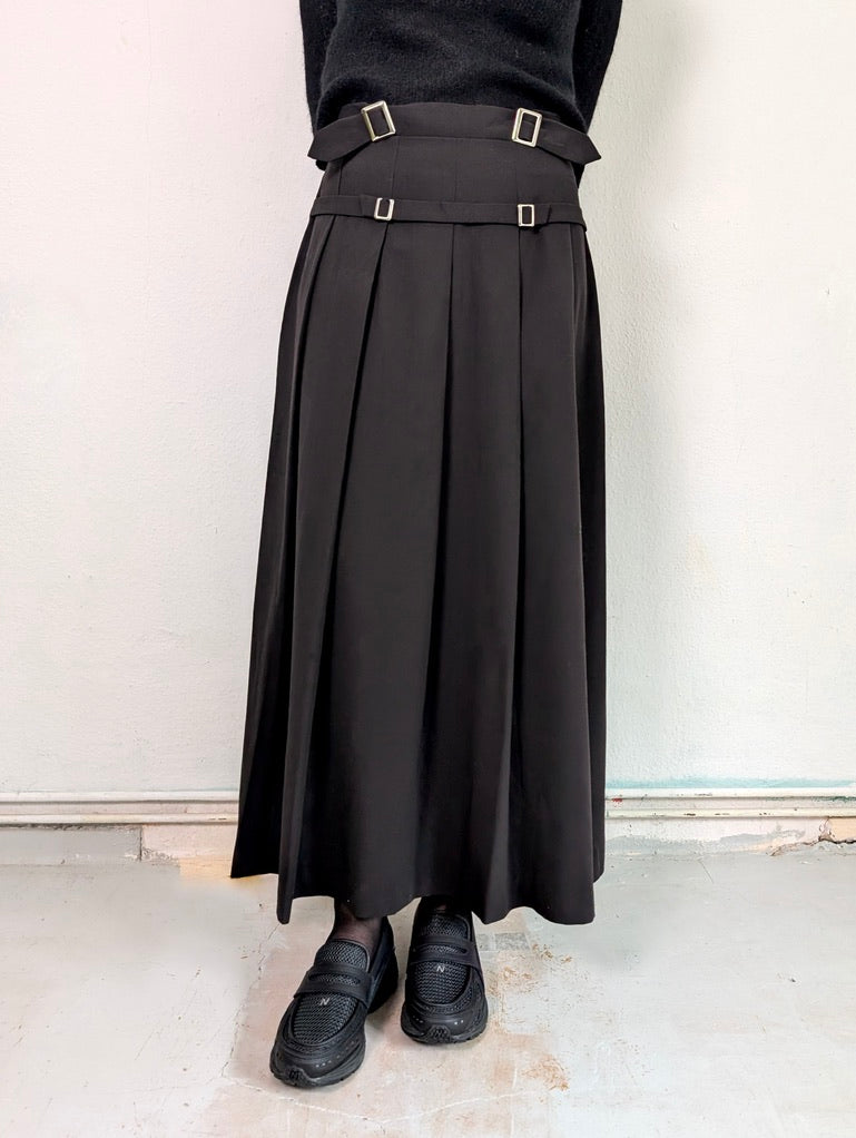 Pleated Belt Skirt