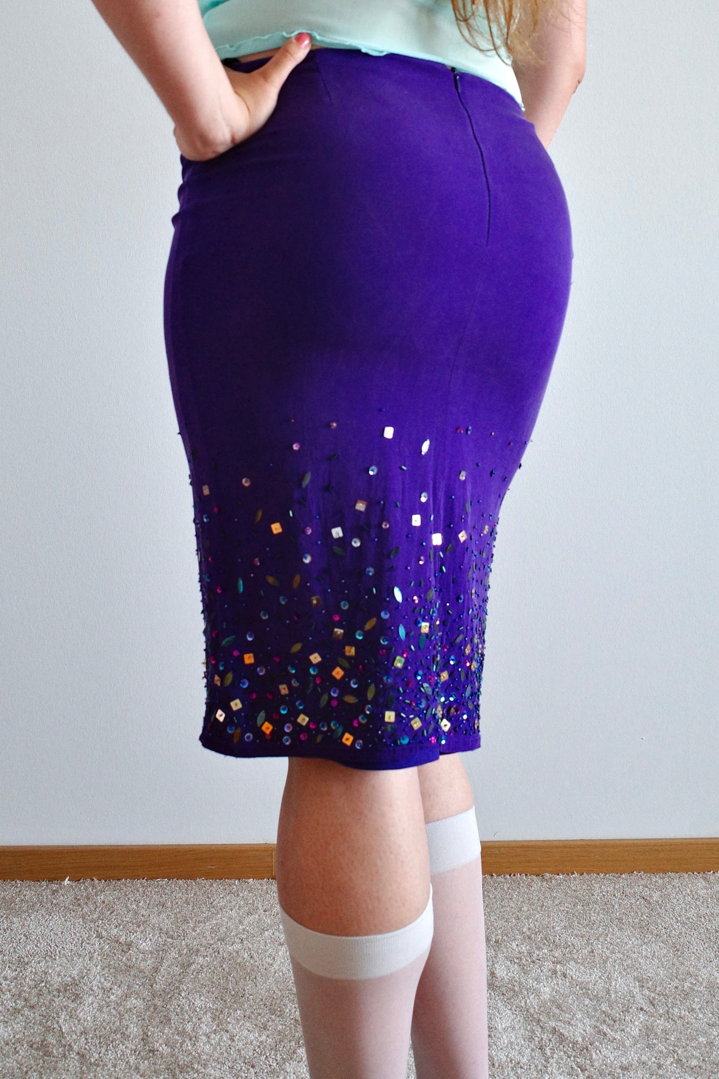 Karen Millen Silk & Sequin Skirt