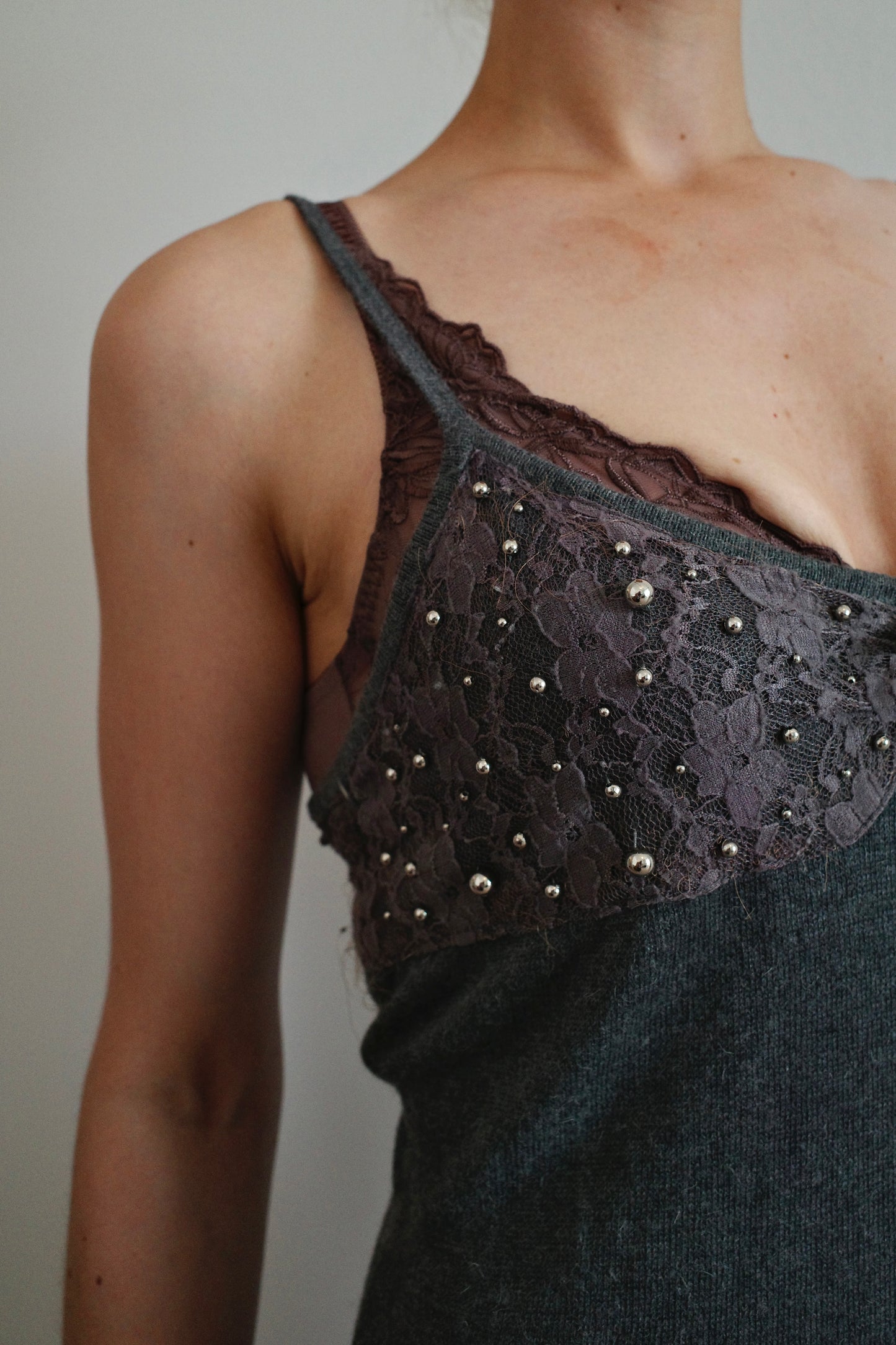 BEADED ANGORA KNIT MINIDRESS