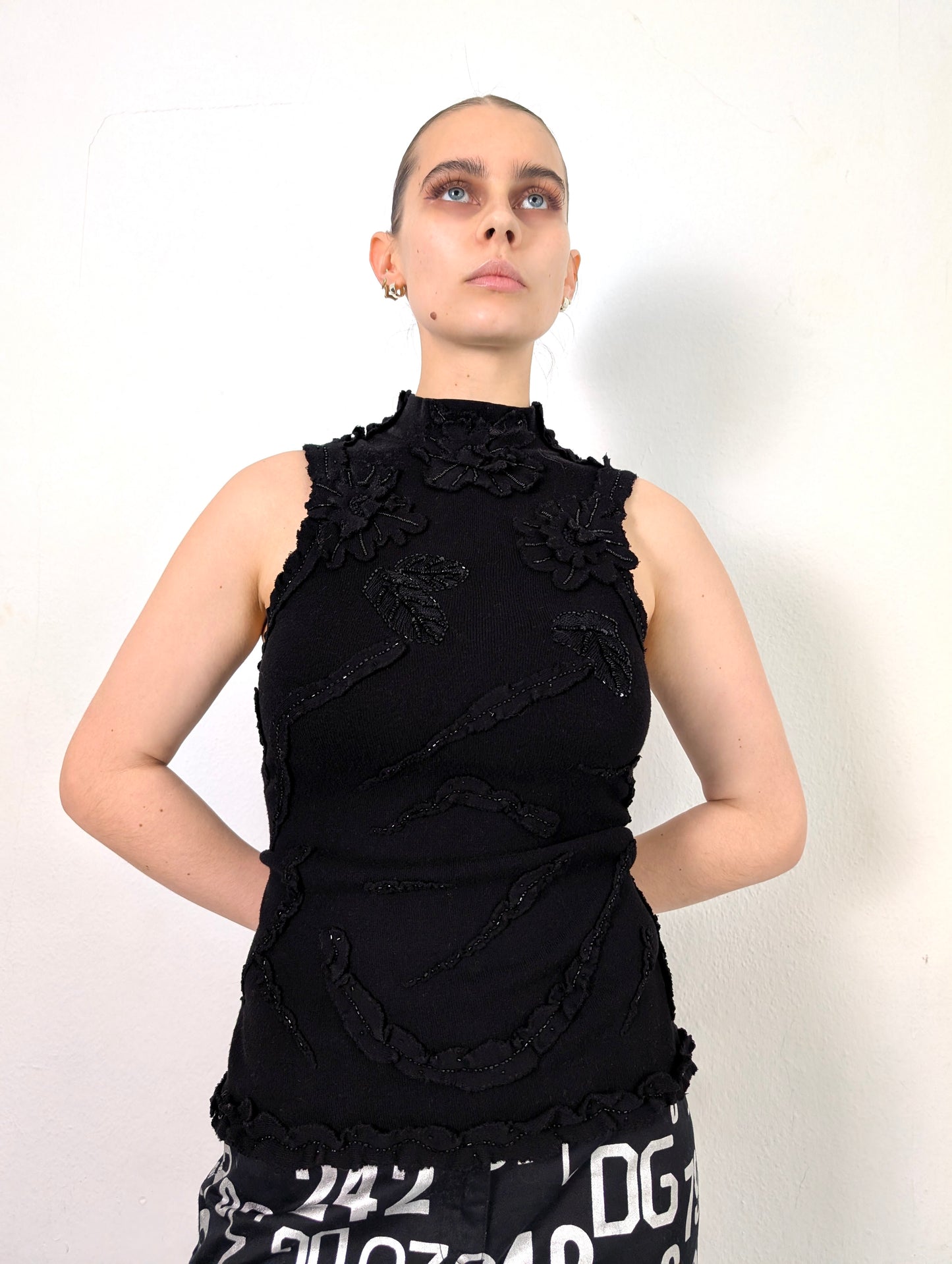 Beaded Turtleneck Tanktop