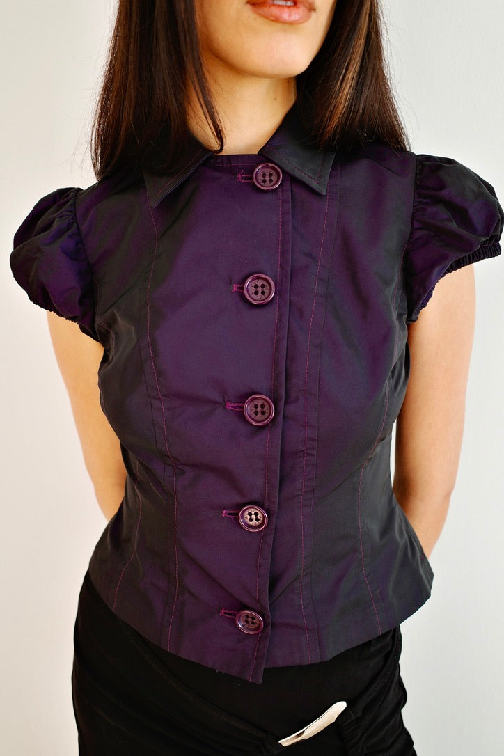 FITTED PUFFSLEEVE BLOUSE PURPLE