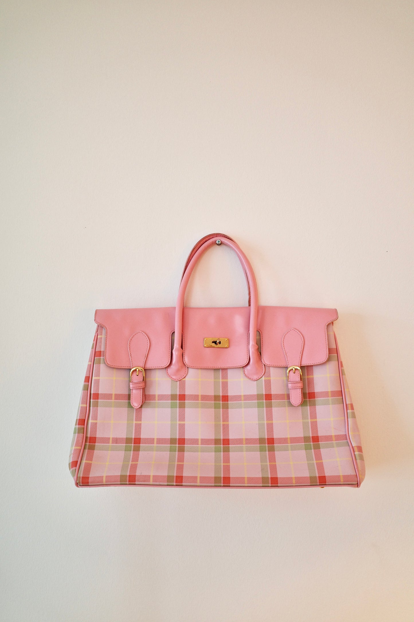 CHECKERED BABYPINK FIRKIN BAG