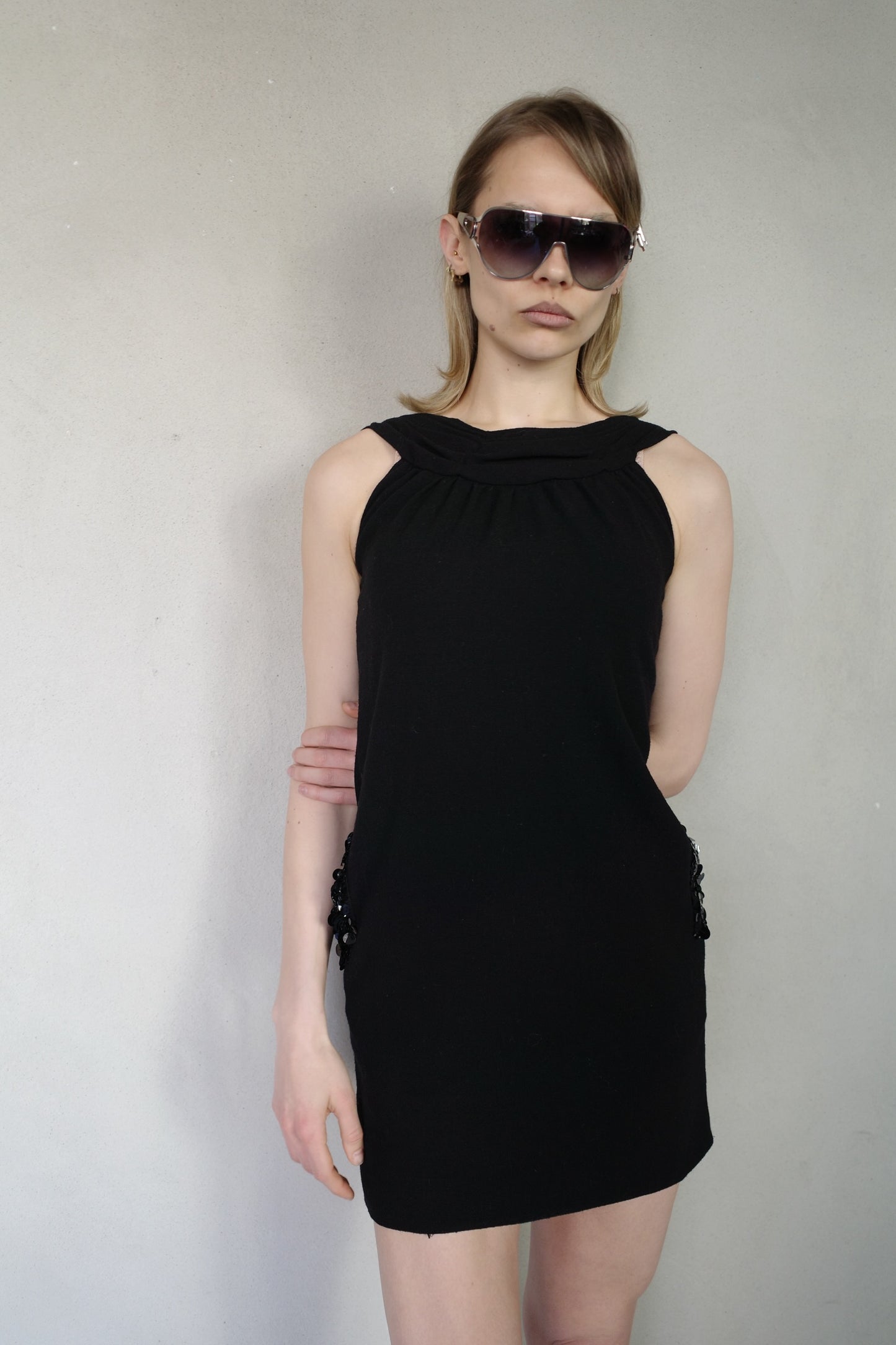 VERA WANG SEQUIN POCKET DRESS