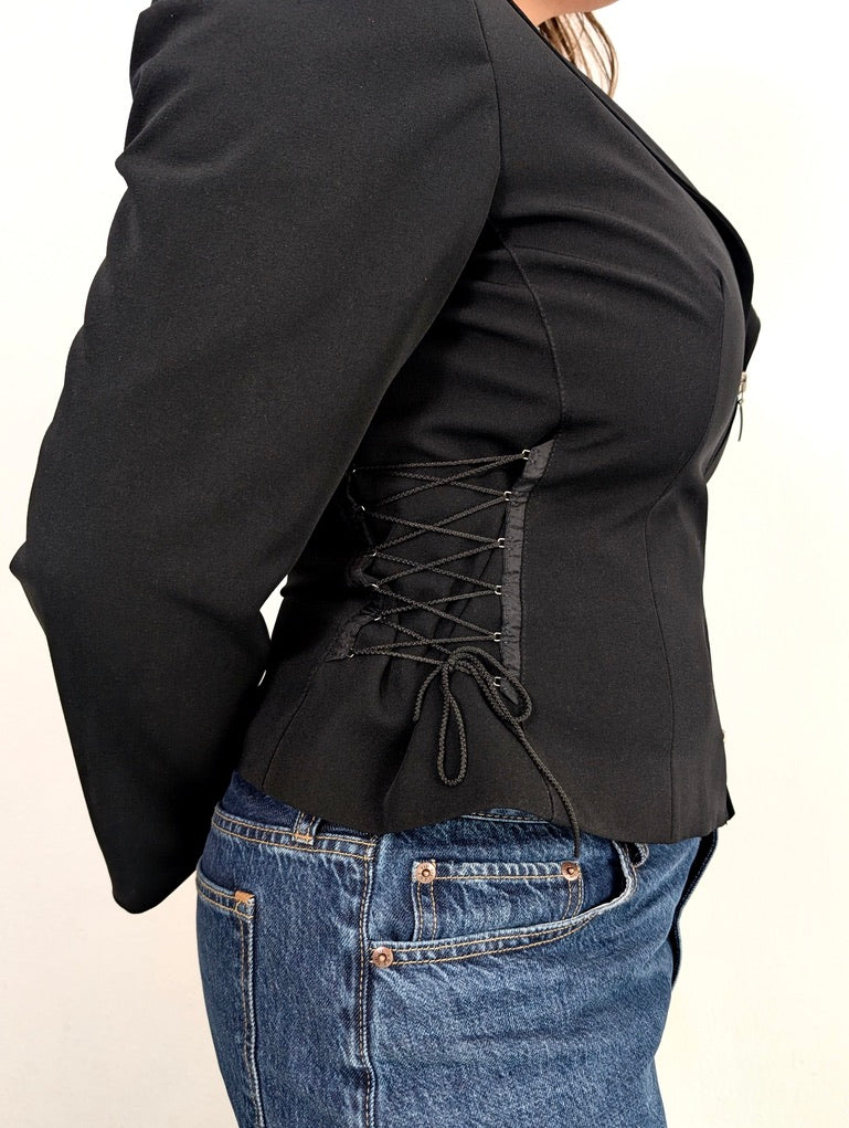 Vintage Lace-Up Blazer
