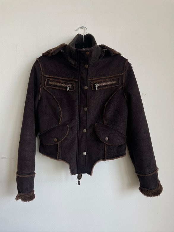 VINTAGE LEATHERJACKET WITH HOOD