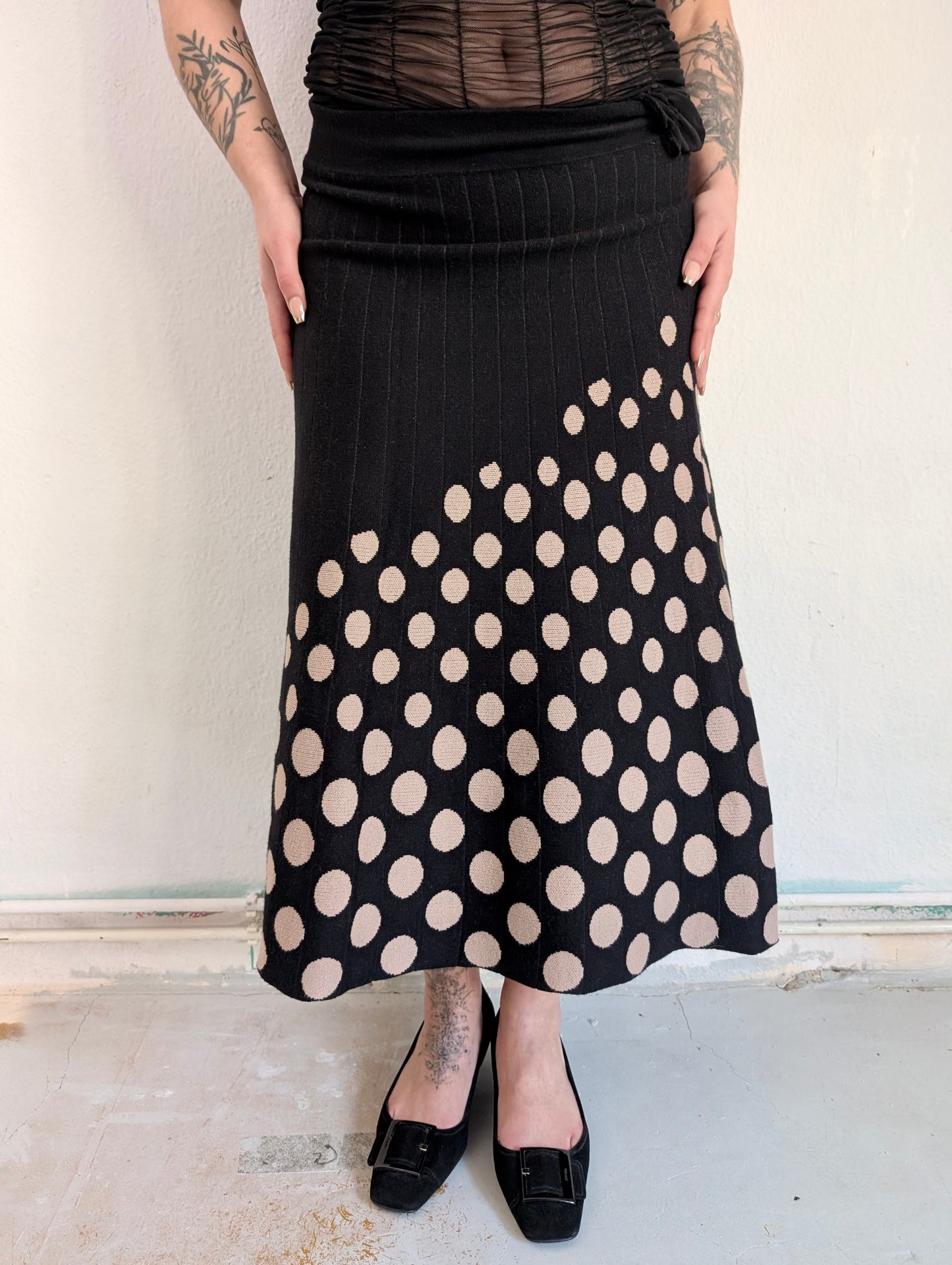 Polka Dot Knit Midiskirt