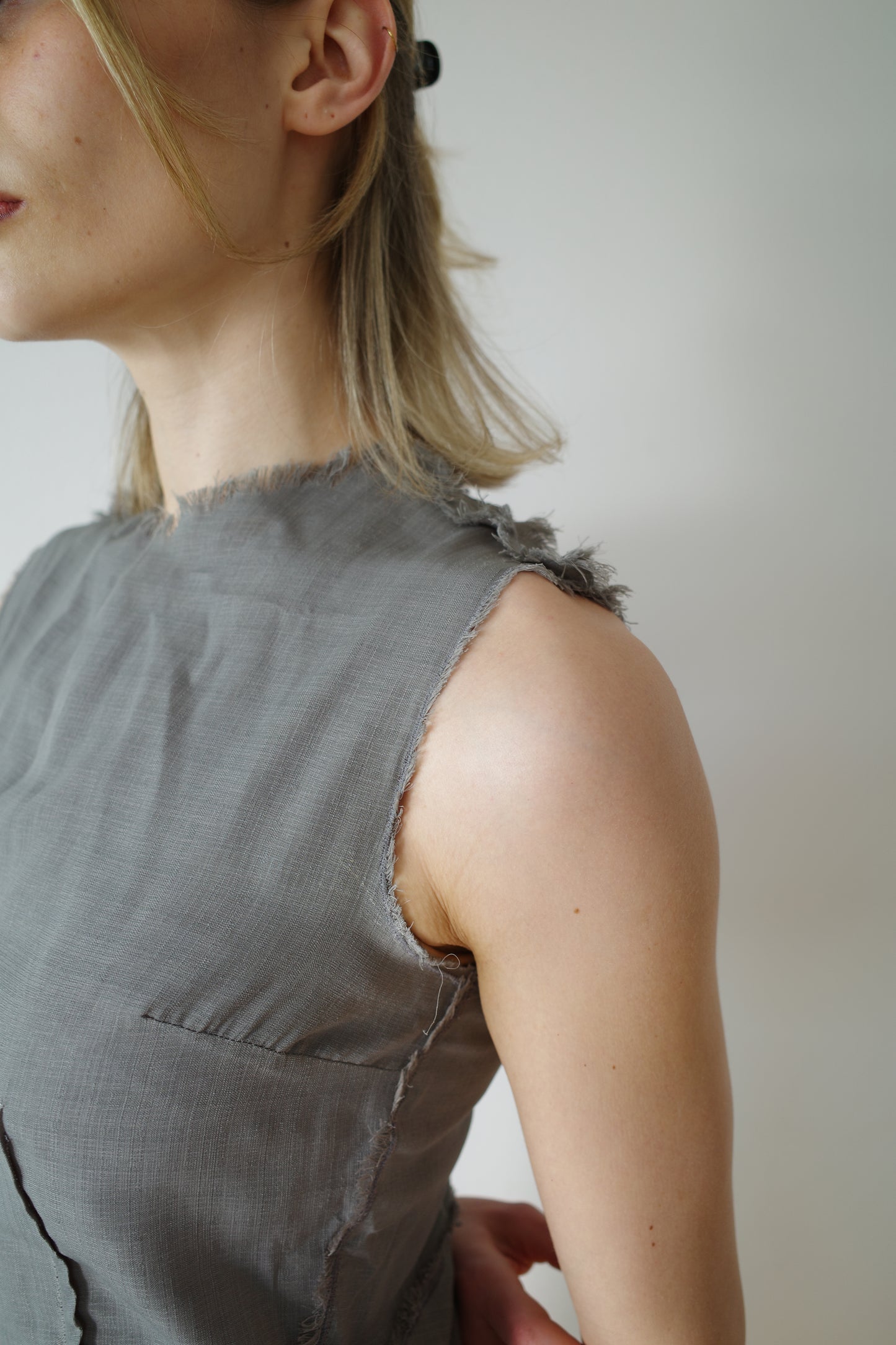 ASYMETRICAL LINEN MIDI DRESS