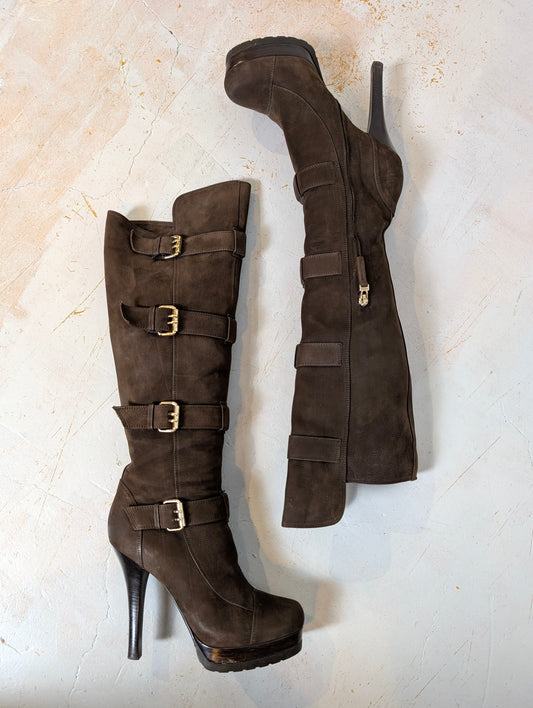 Fendi Suede Buckle Boots