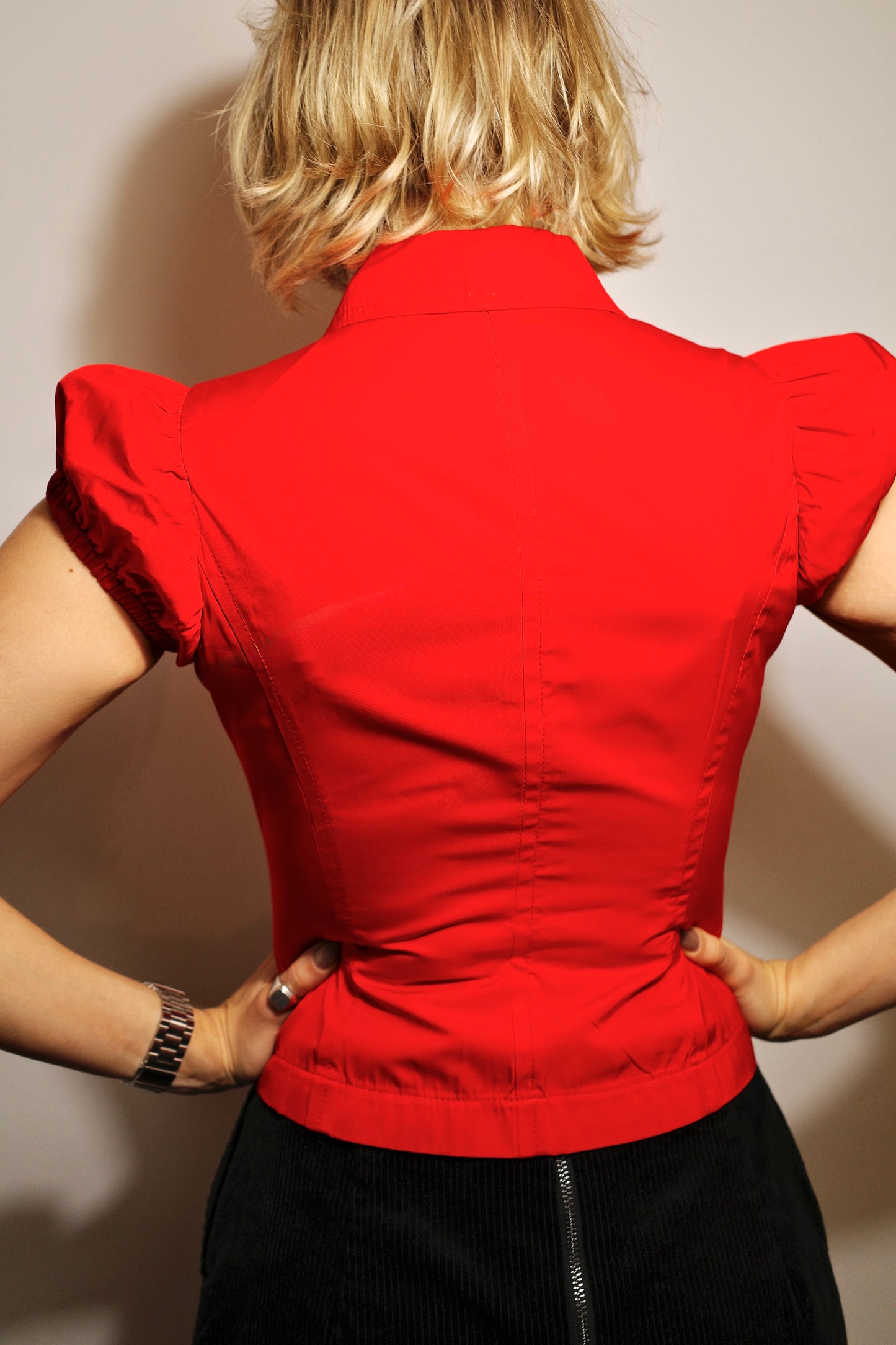 FITTED PUFFSLEEVE BLOUSE RED