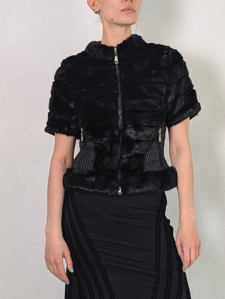 VINTAGE FITTED FAUX FUR VEST