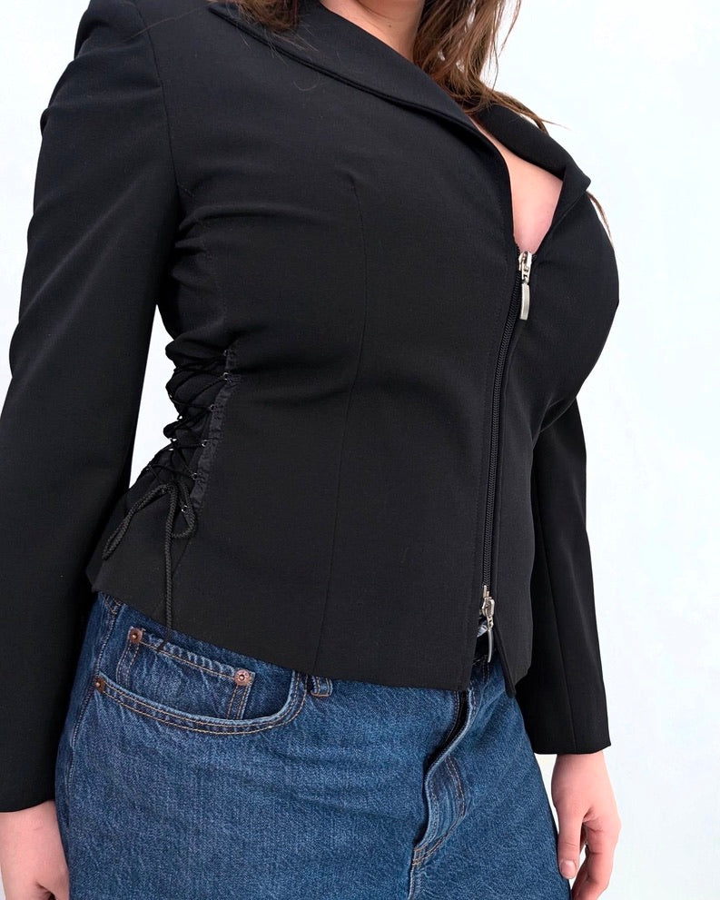 Vintage Lace-Up Blazer
