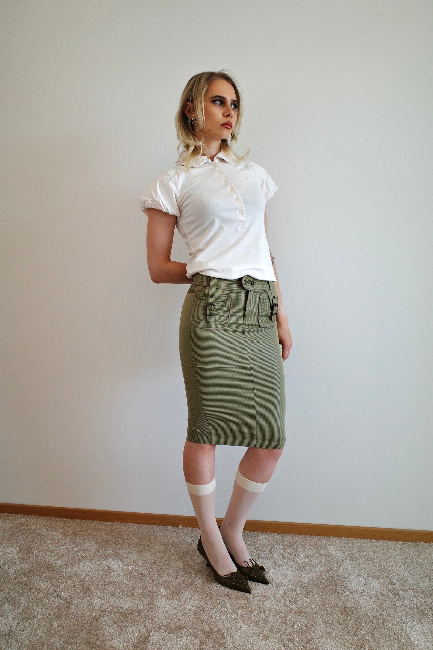 ROBERTO CAVALLI BUCKLED PENCIL SKIRT