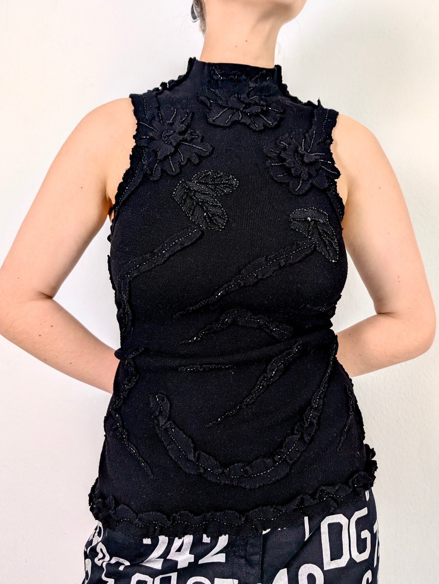 Beaded Turtleneck Tanktop