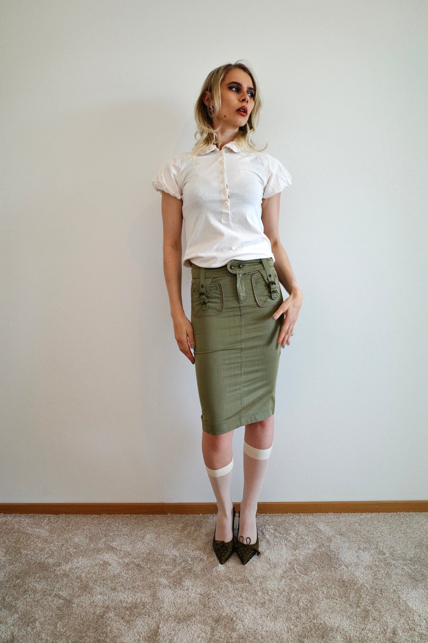 ROBERTO CAVALLI BUCKLED PENCIL SKIRT