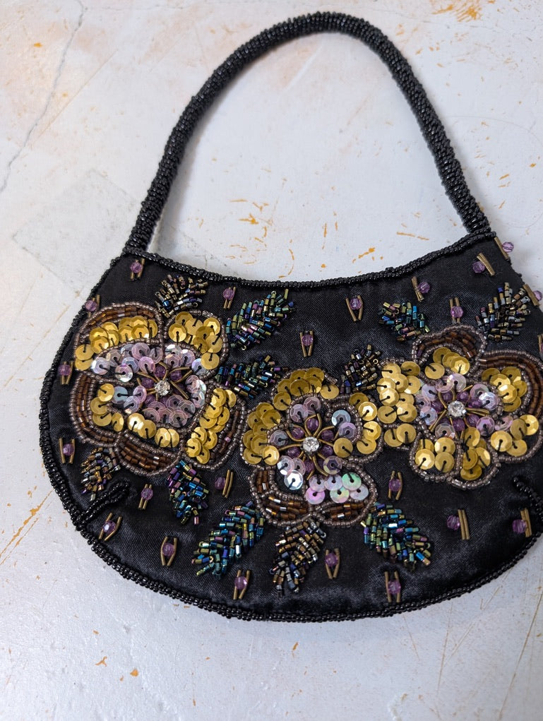 Vintage Beaded Flower Bag