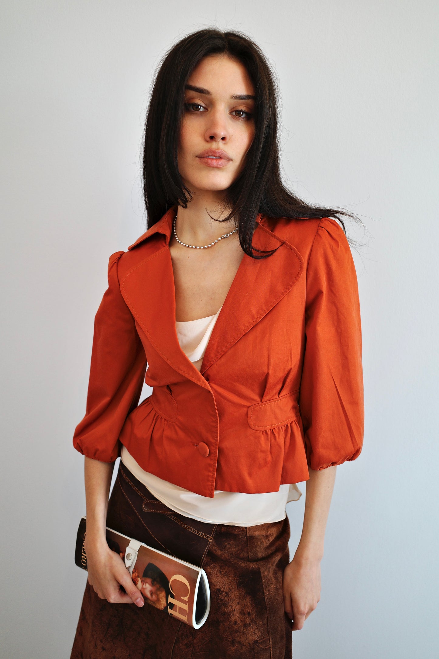 PEPLUM JACKET W/ PUFFED SLEEVES