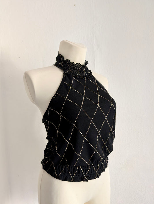 Vintage Glitter Halter Top
