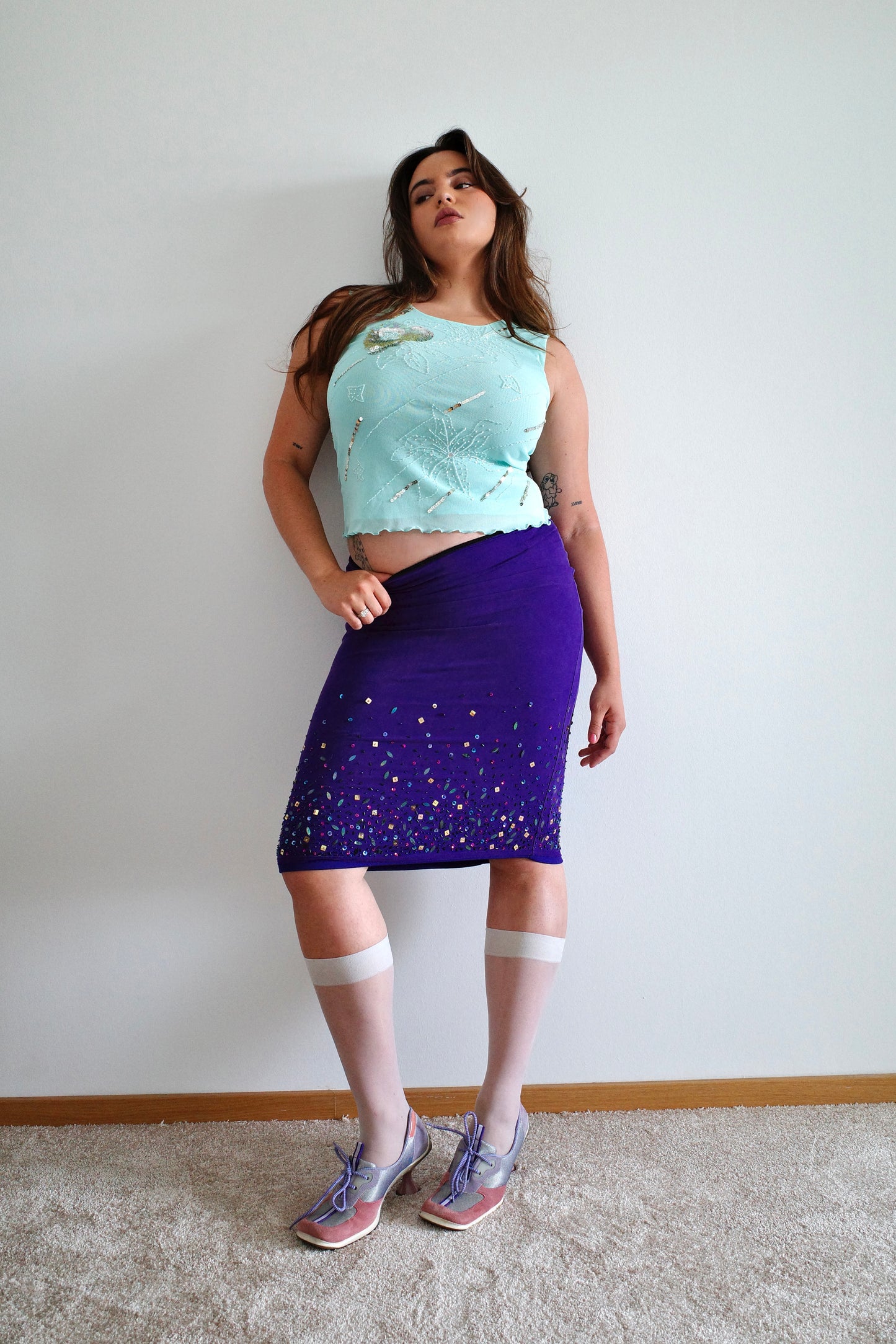 Karen Millen Silk & Sequin Skirt