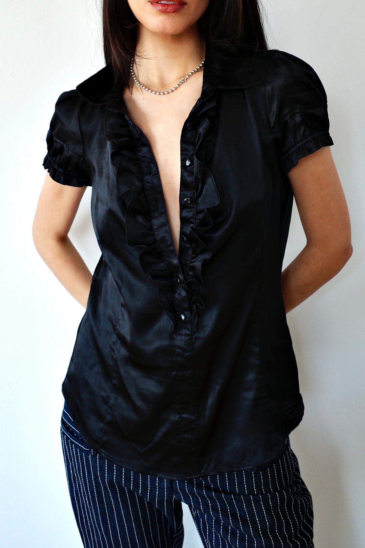 RUFFLED SILKY BLOUSE