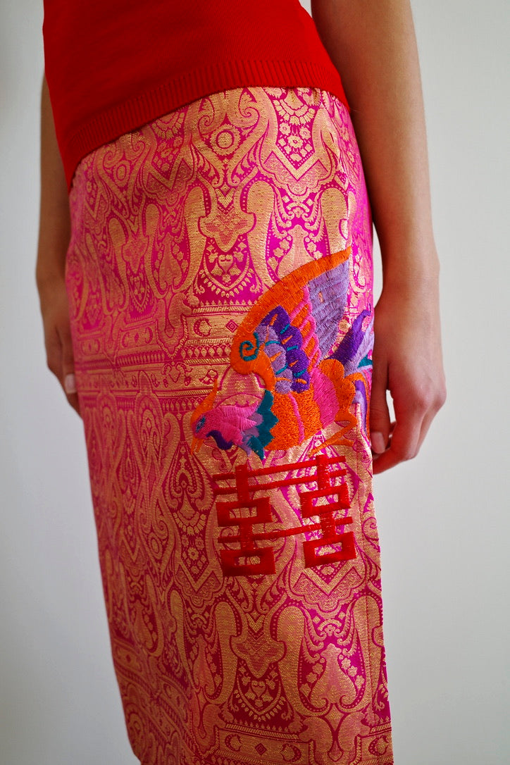 PATTY SHELABARGER SILK JACQUARD SKIRT