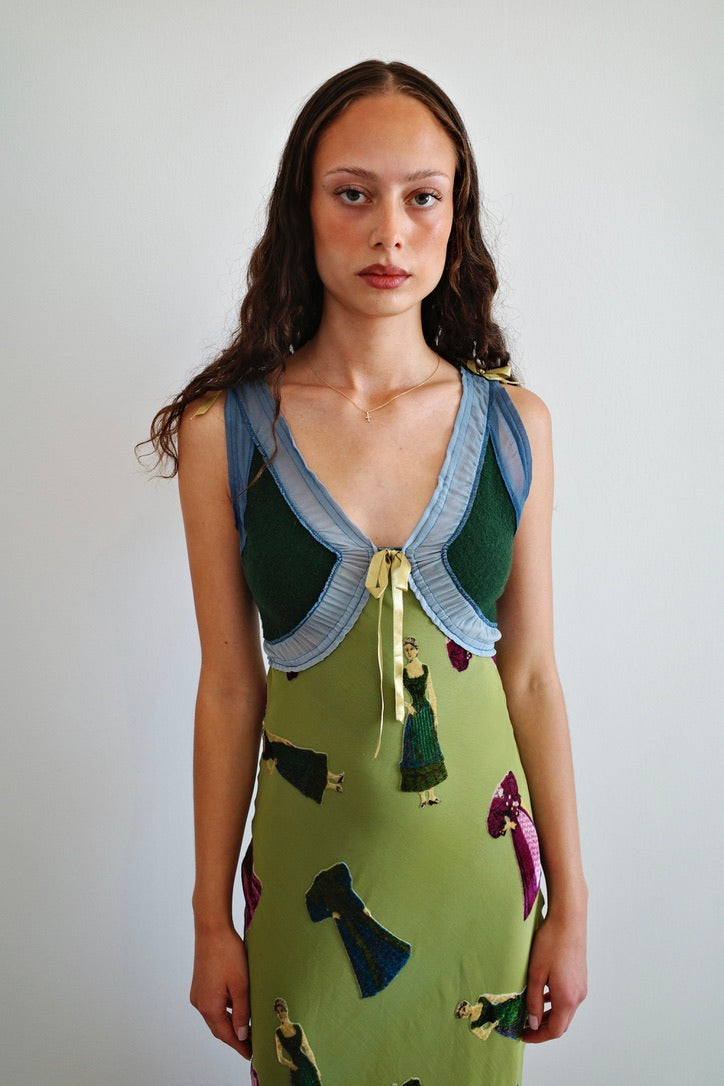 PATTY SHELABARGER SILK & WOOL DRESS