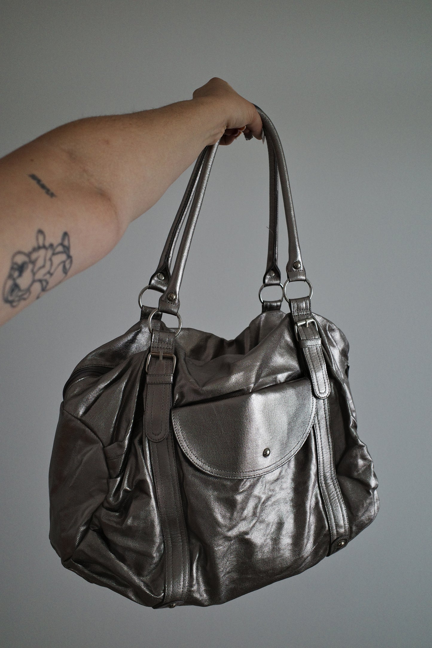 Vintage Silver Dufflebag