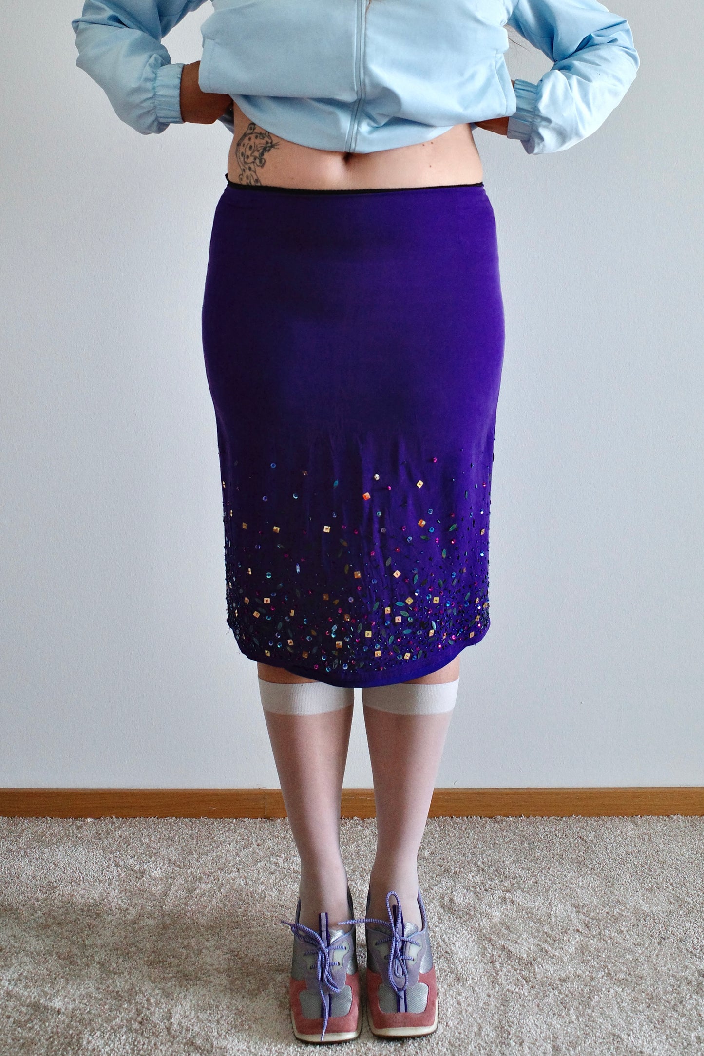 Karen Millen Silk & Sequin Skirt