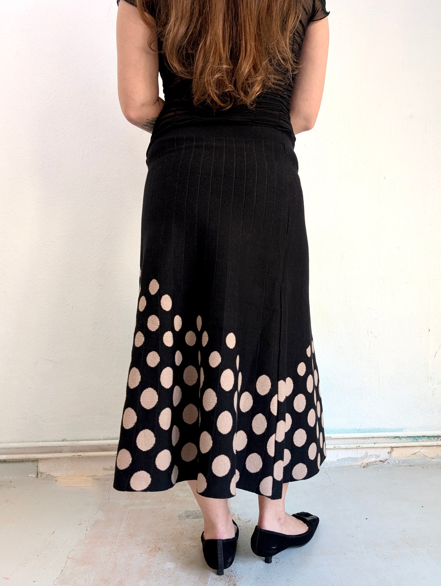 Polka Dot Knit Midiskirt