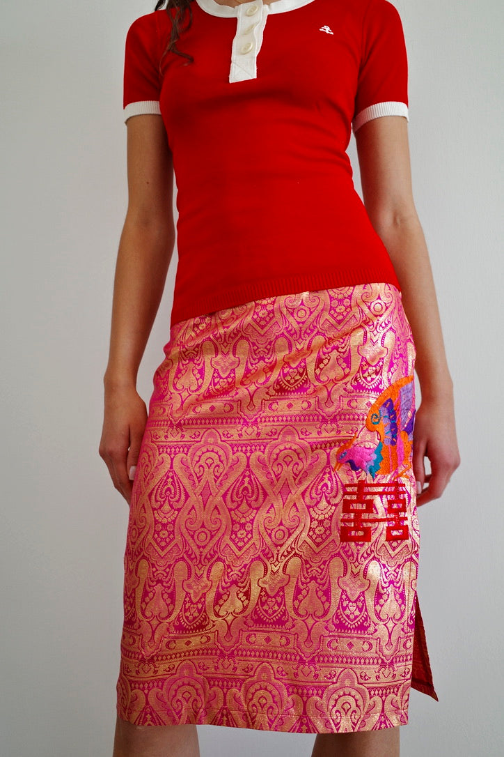 PATTY SHELABARGER SILK JACQUARD SKIRT