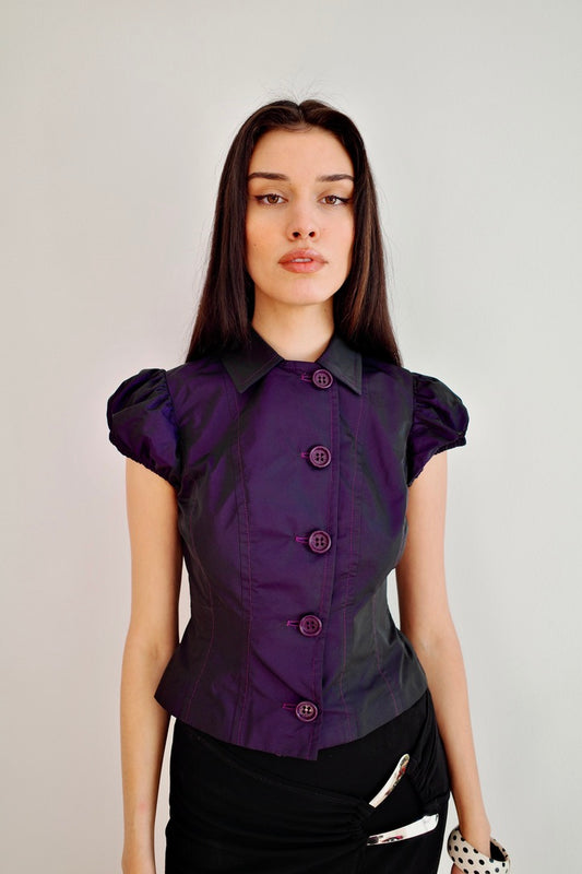 FITTED PUFFSLEEVE BLOUSE PURPLE