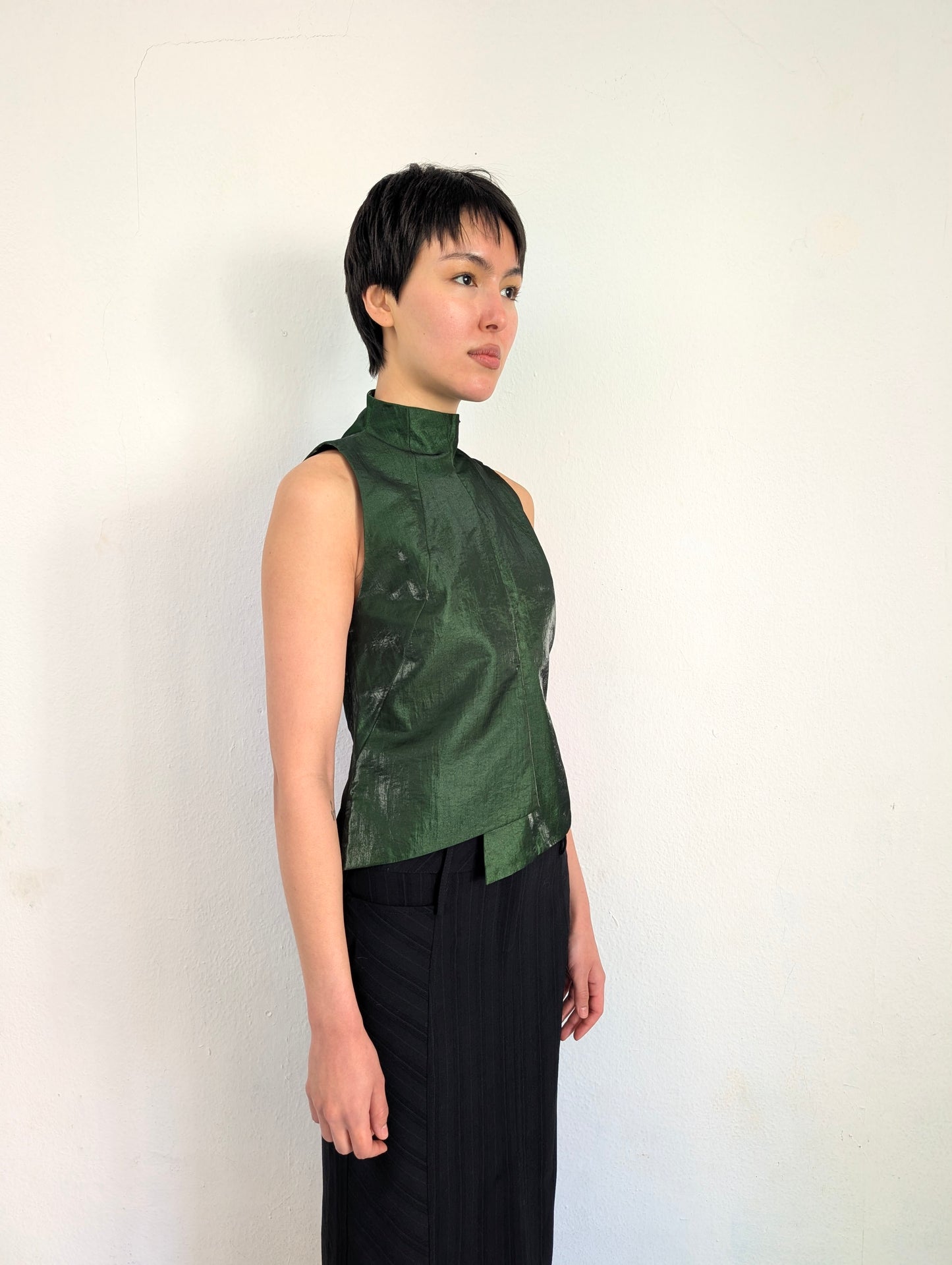 Asymmetrical Satin Turtleneck