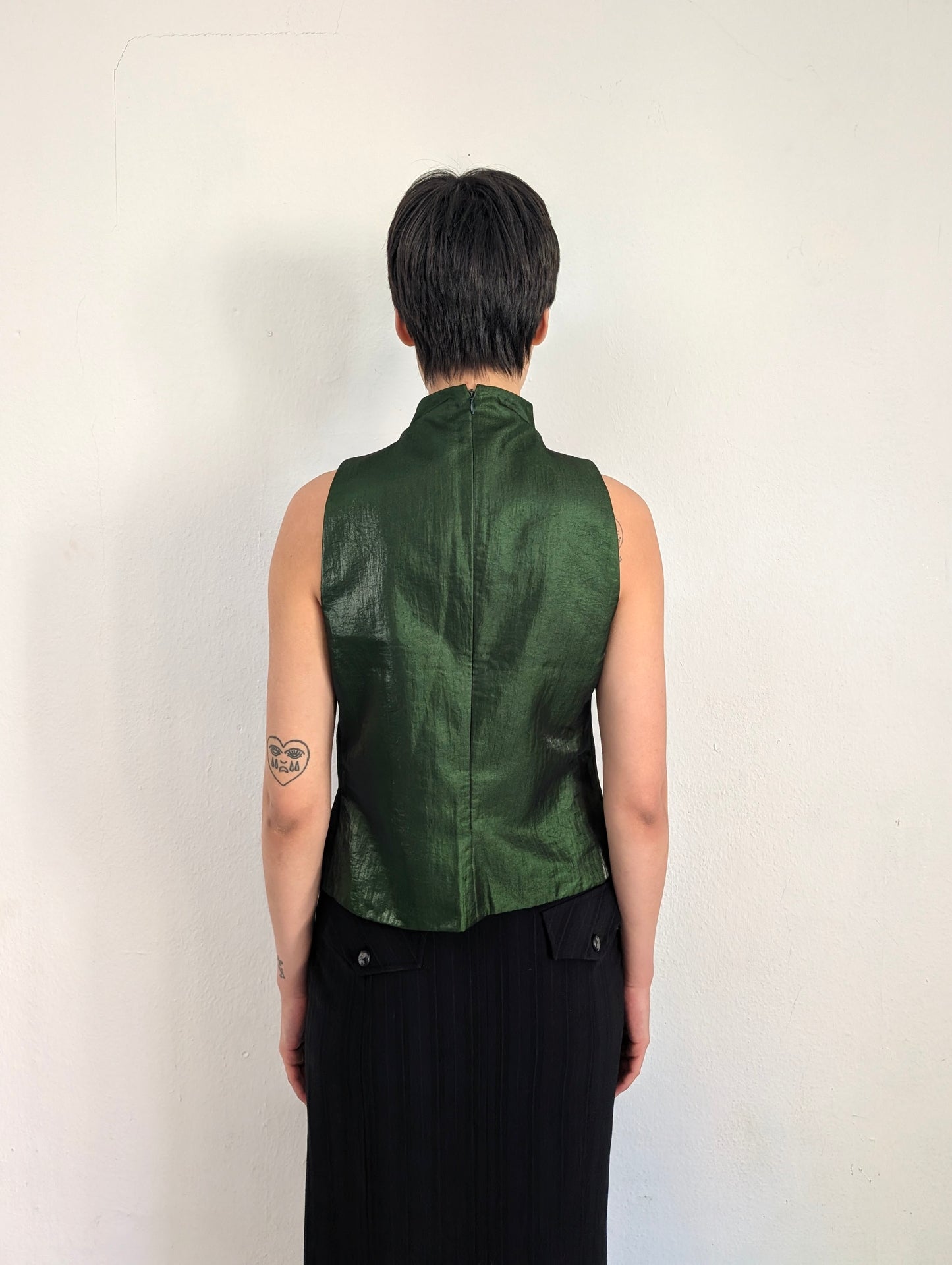 Asymmetrical Satin Turtleneck