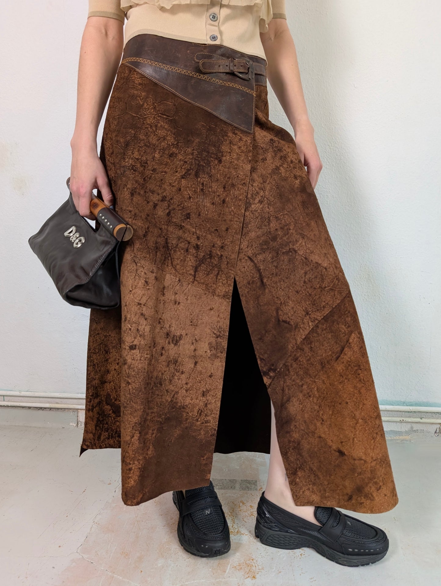 SAVE THE QUEEN LEATHER WRAP SKIRT