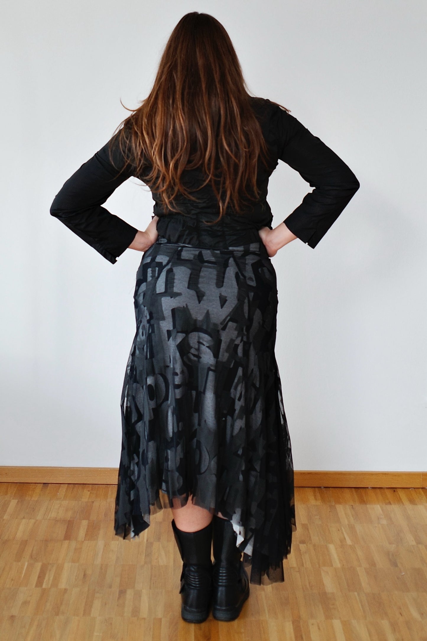 ANNA PIANURA MESH PRINT SKIRT