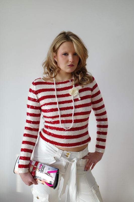 MOSCHINO SEQUIN STRIPE SHIRT