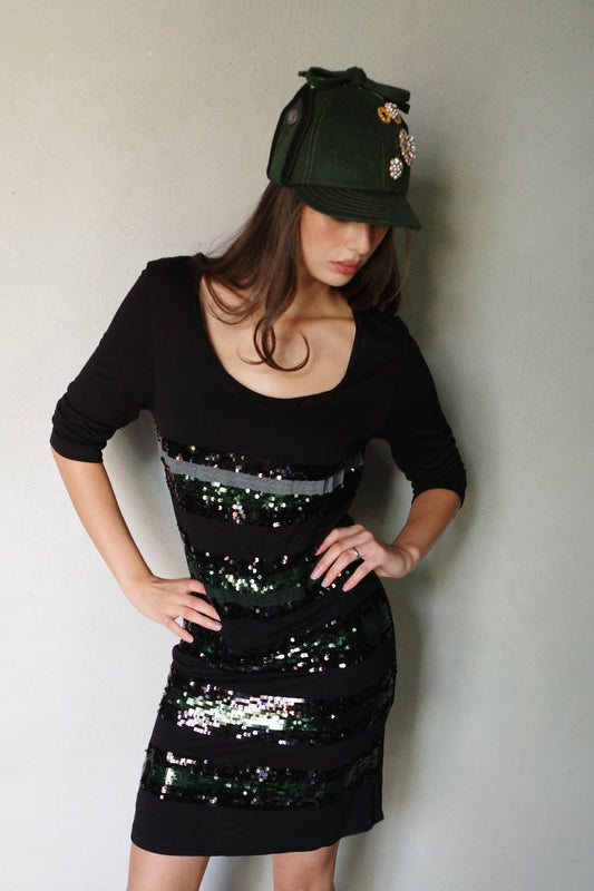 ITALIAN VINTAGE STRIPED SEQUIN DRESS