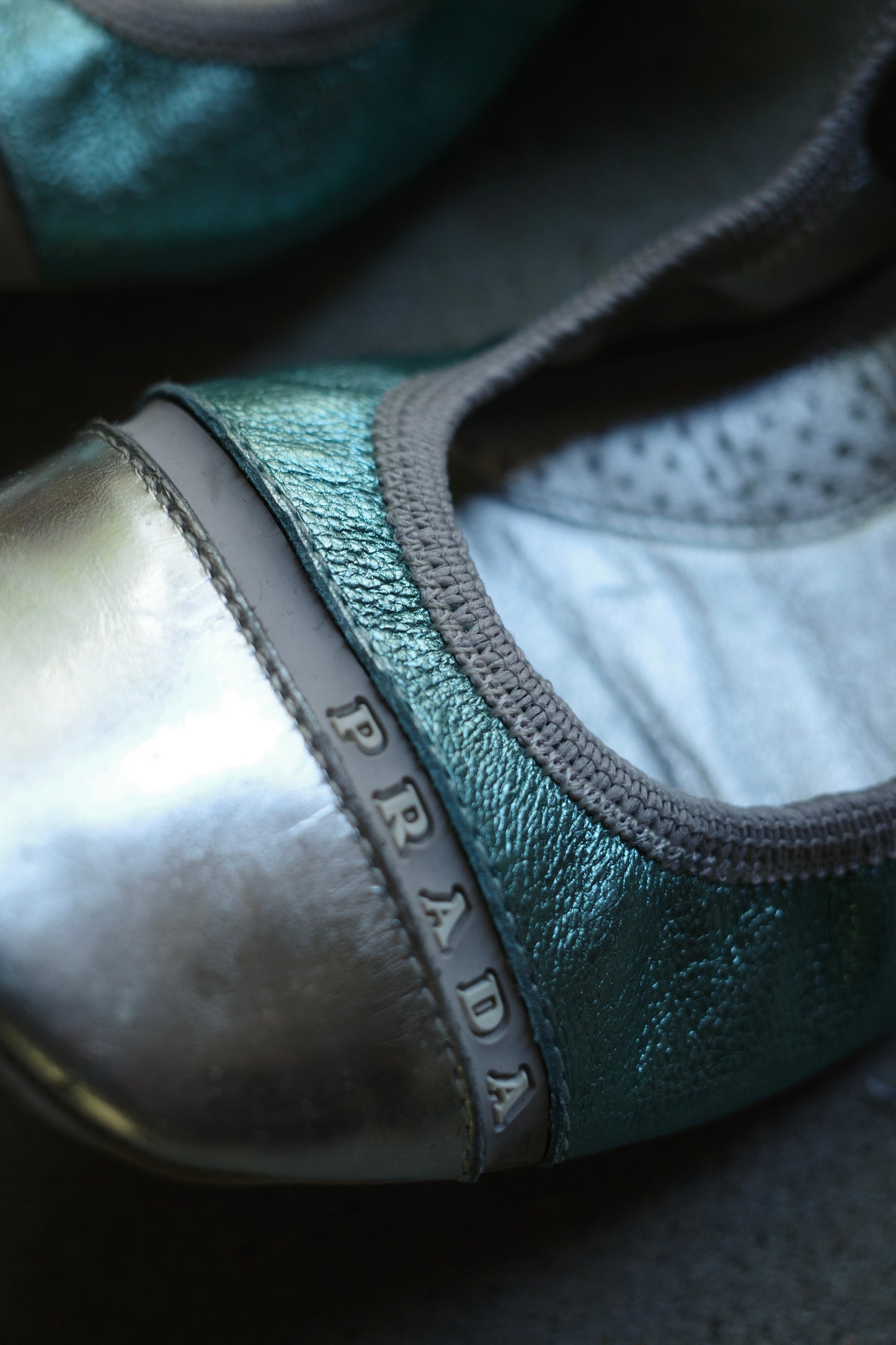 PRADA METALLIC BALLET FLATS