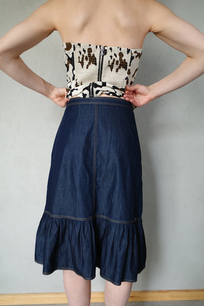 LUISA SPAGNOLI RUFFLED DENIM SKIRT