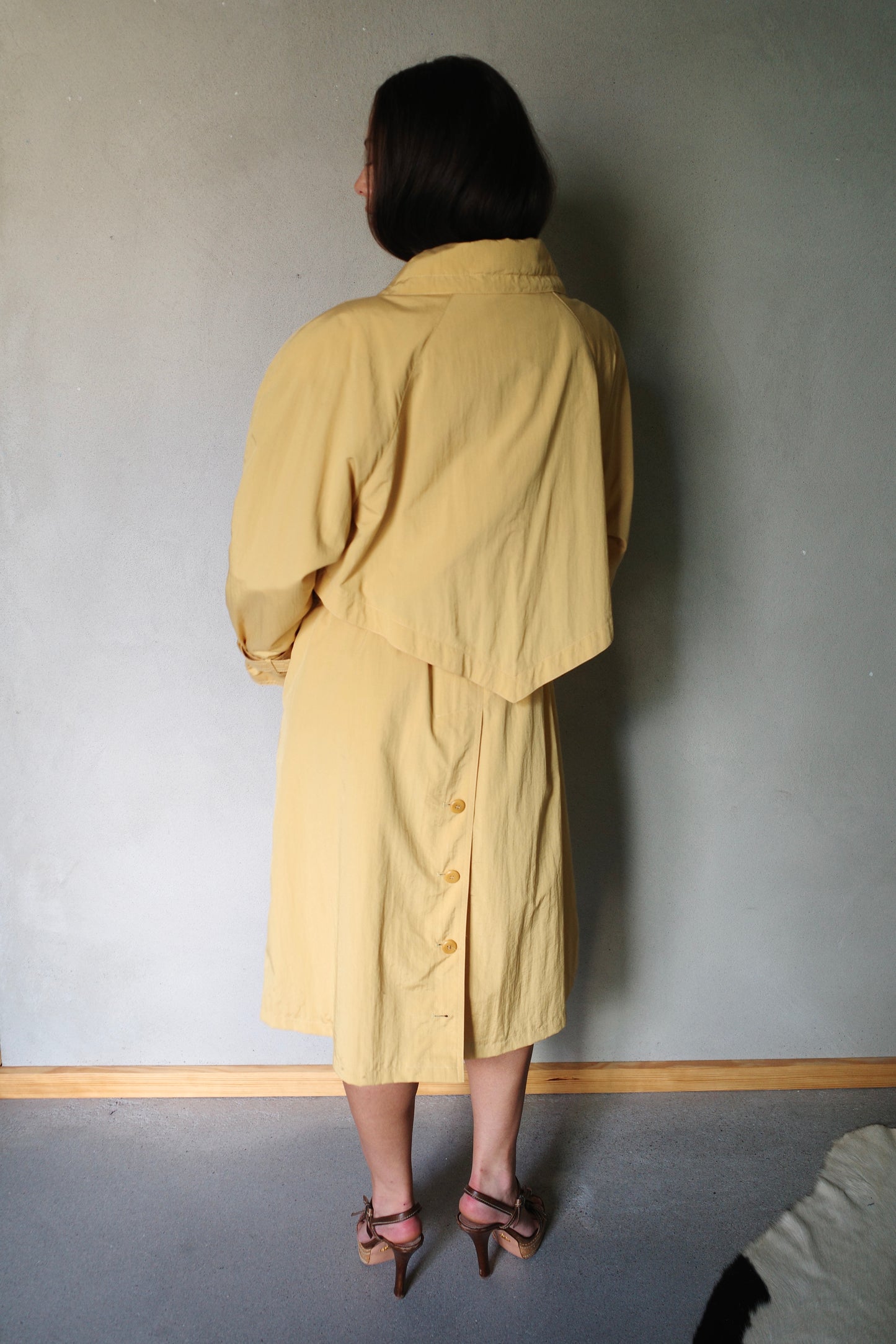 80s BUTTERYELLOW TRENCHCOAT