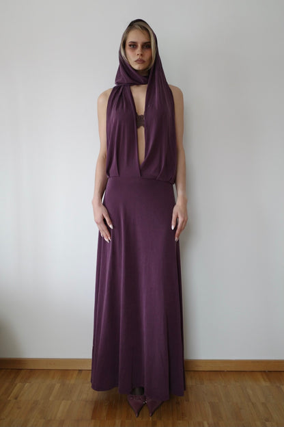DRAPED CUPRO MAXI DRESS