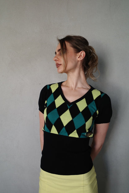 VINTAGE ARGYLE KNIT SHIRT