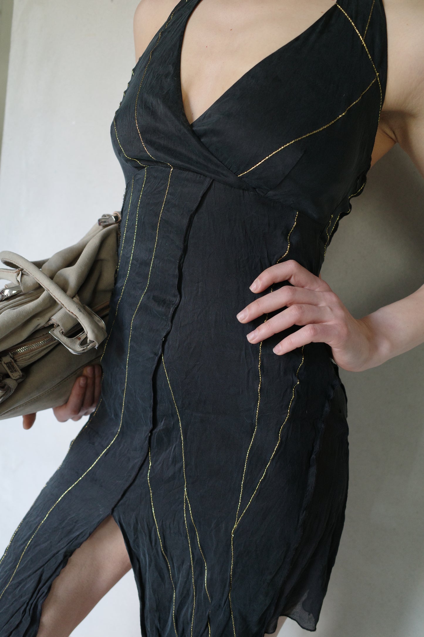 PURE SILK HALTERNECK DRESS