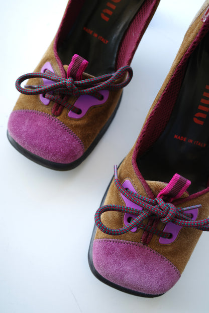 MIU MIU F/W 1999 SUEDE BUBBLE SOLE HEELS