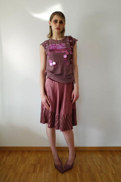 VINTAGE 100% SILK MAUVE SKIRT