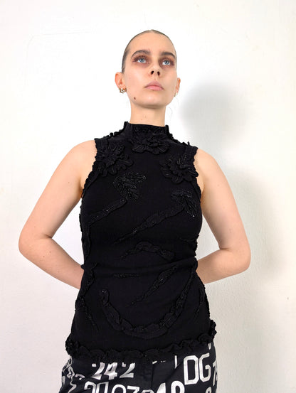 Beaded Turtleneck Tanktop