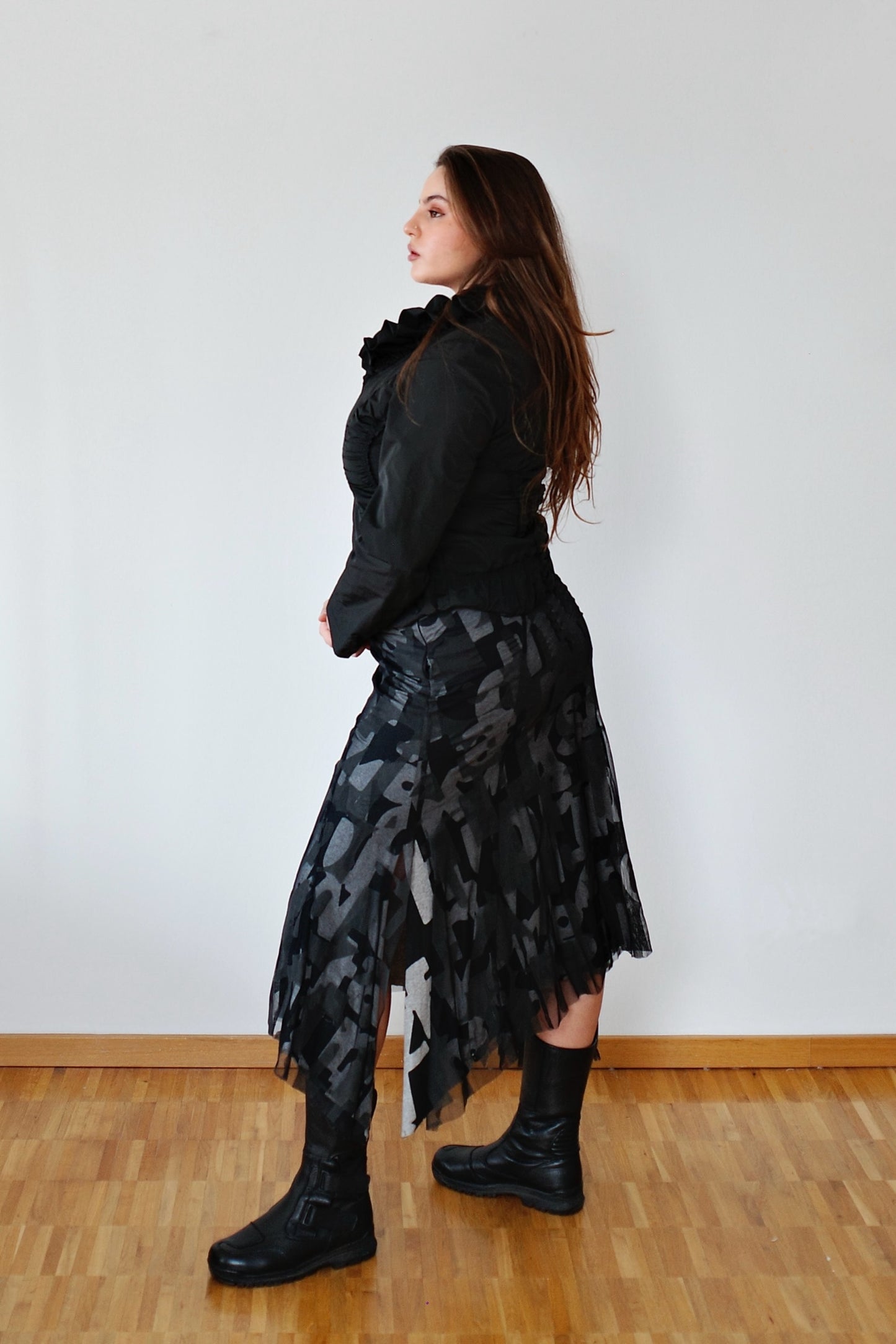 ANNA PIANURA MESH PRINT SKIRT