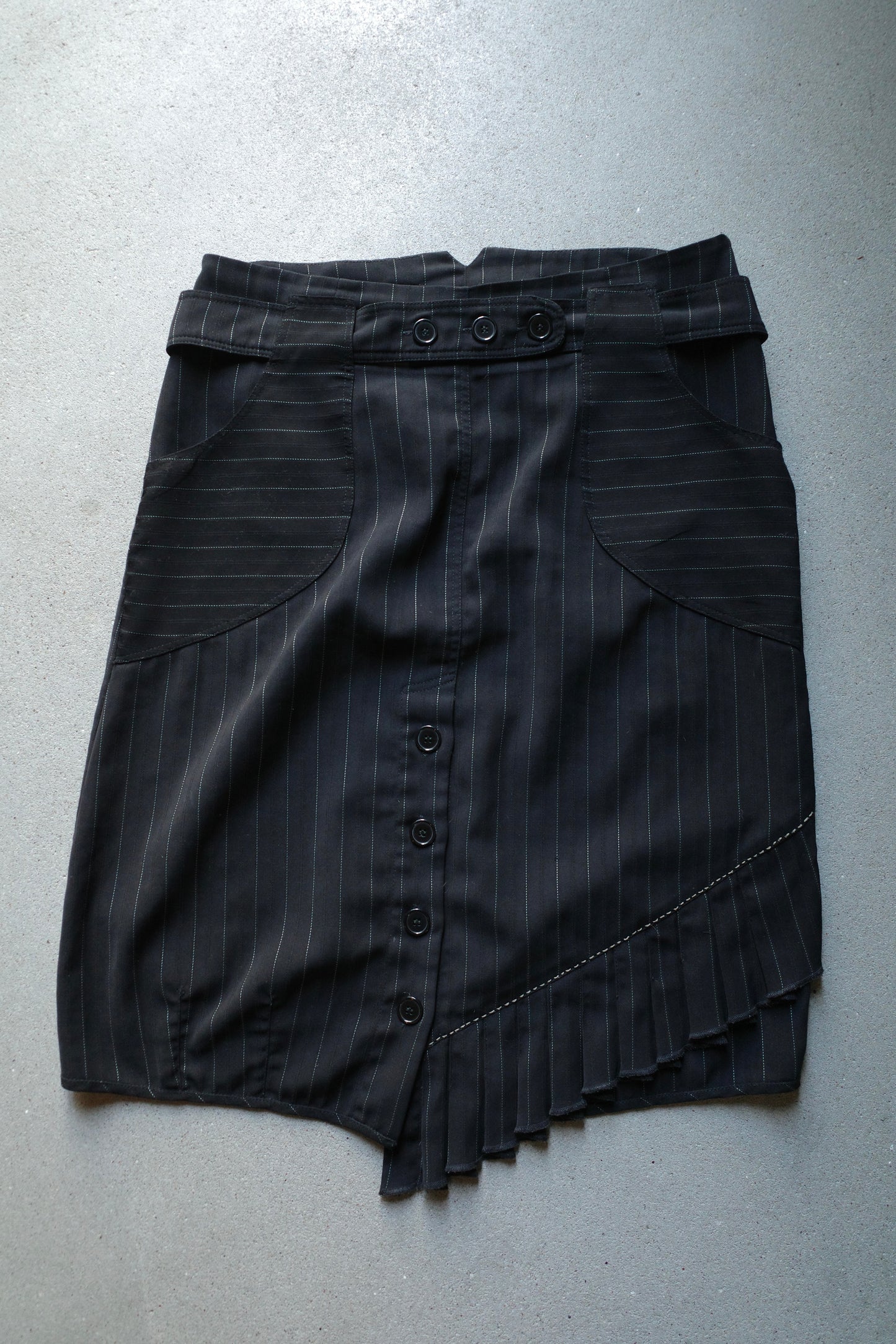 ASYMMETRICAL PINSTRIPE SKIRT