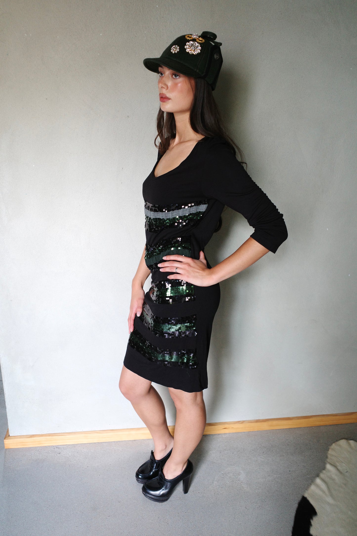 ITALIAN VINTAGE STRIPED SEQUIN DRESS