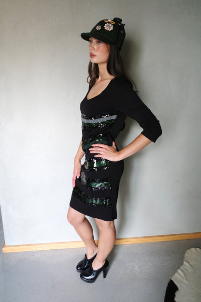 ITALIAN VINTAGE STRIPED SEQUIN DRESS