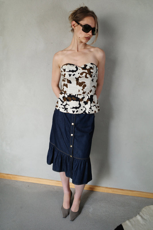 LUISA SPAGNOLI RUFFLED DENIM SKIRT